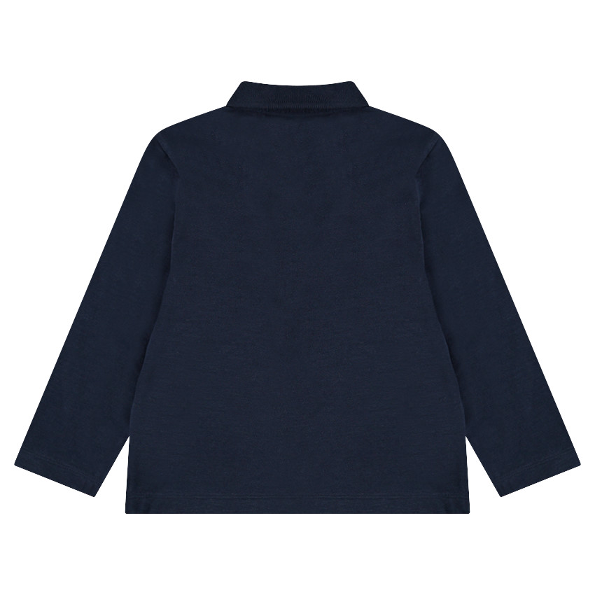 Polo de manga larga de punto slub con logo estampado 