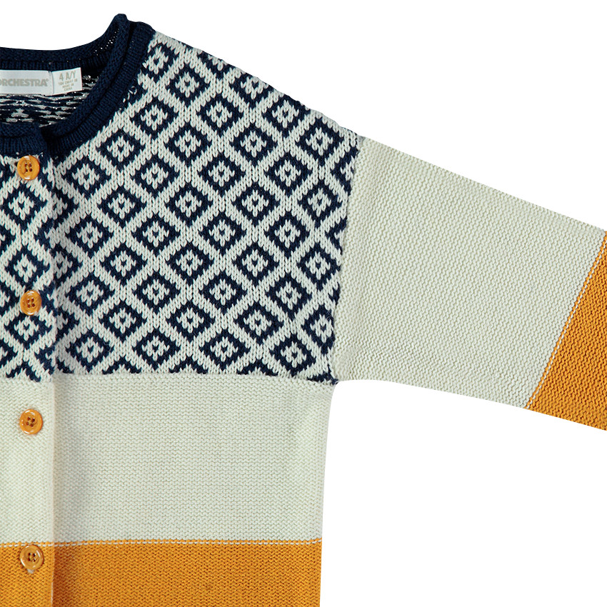 Chaqueta de punto en contraste con motivo de jacquard 