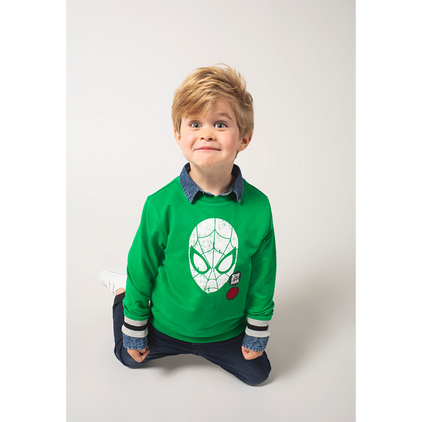 Sudadera de felpa lisa verde con estampado ©Marvel Spiderman 