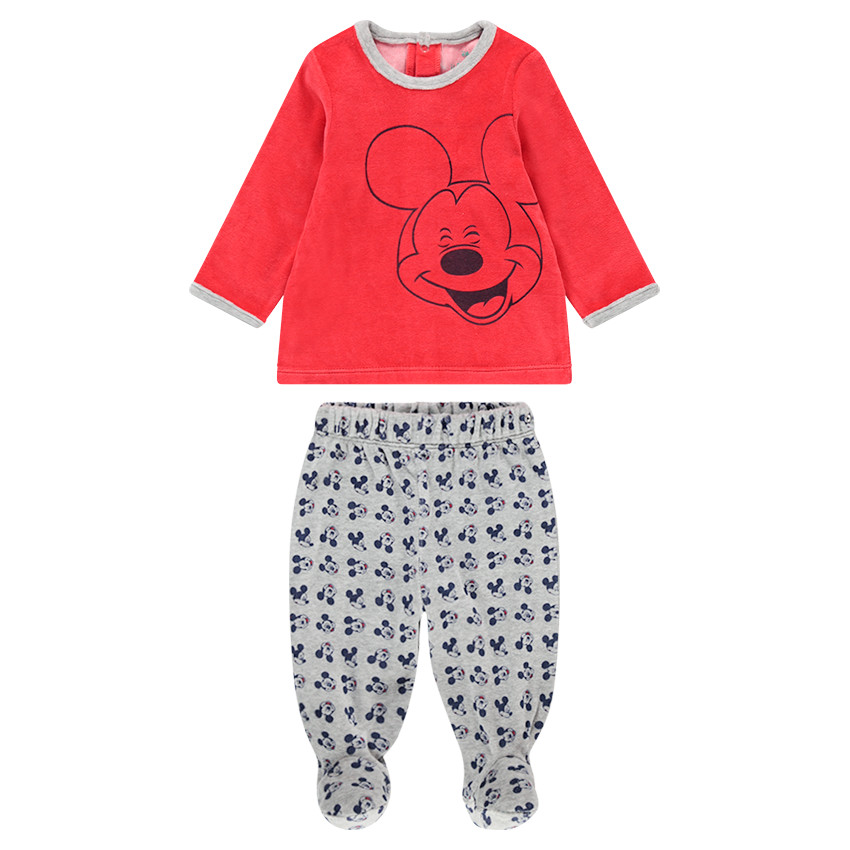 Pijama de terciopelo con estampado de Mickey ©Disney y pantalón all-over 