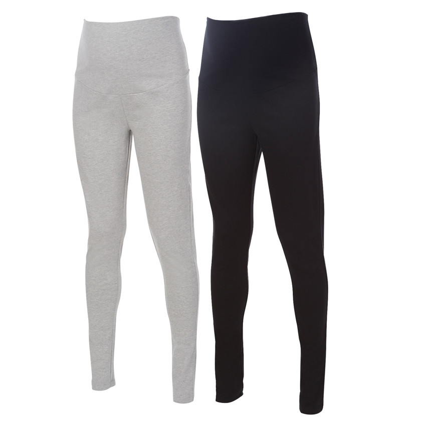 Pack de 2 leggings de punto con banda alta 