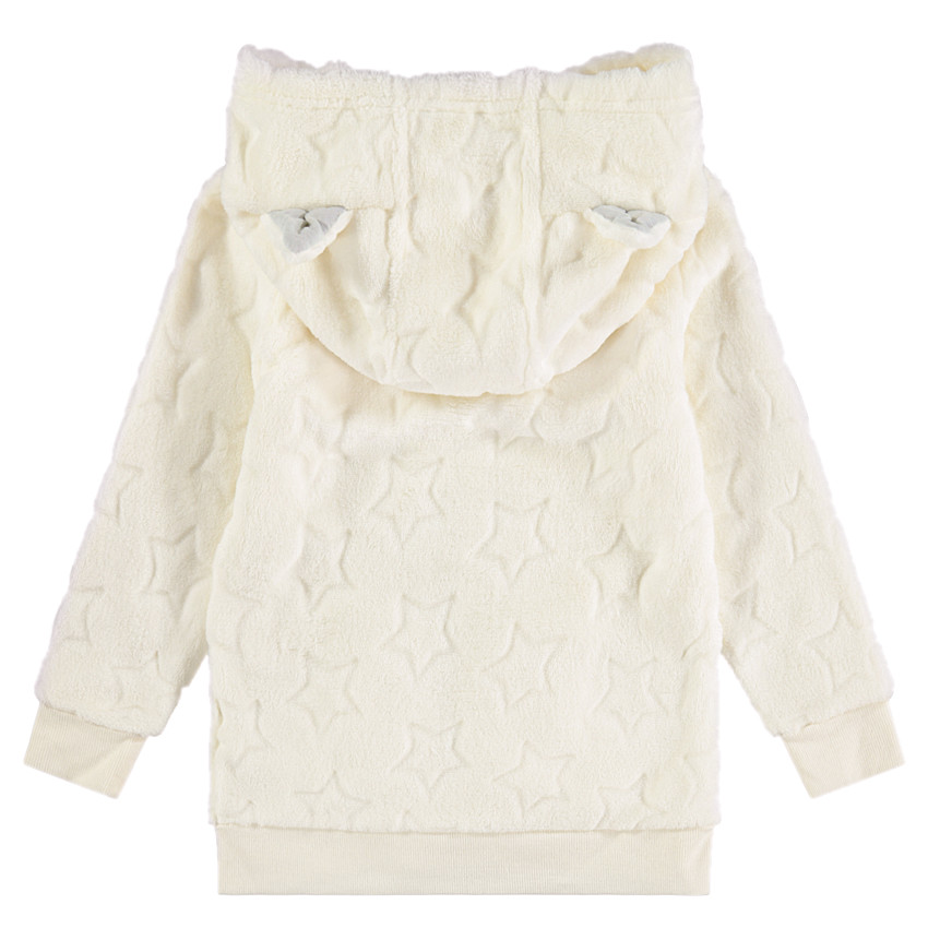 Chaqueta con capucha de borreguito con motivo en relieve 