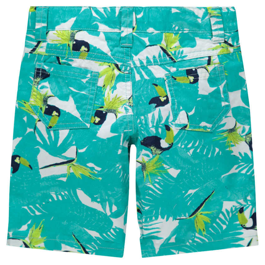 Bermudas de algodón con estampado vegetal y tucanes all over 