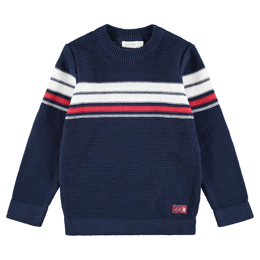 Jersey de punto con bandas que contrastan de jácquard 