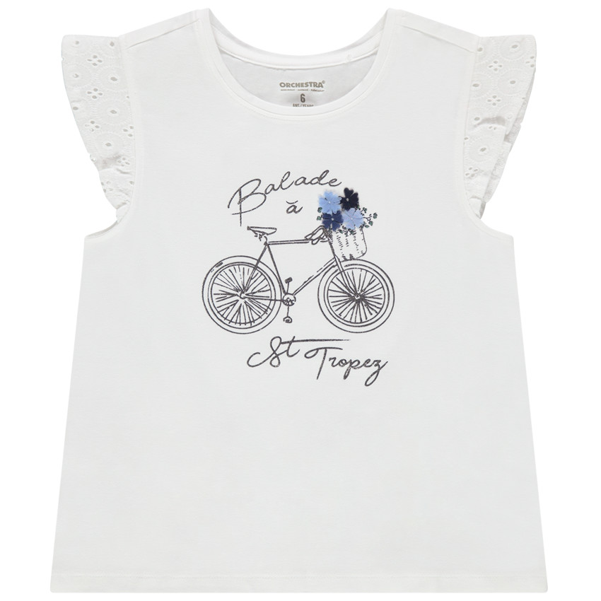 T-shirt manches courtes brodées et print St-Tropez 
