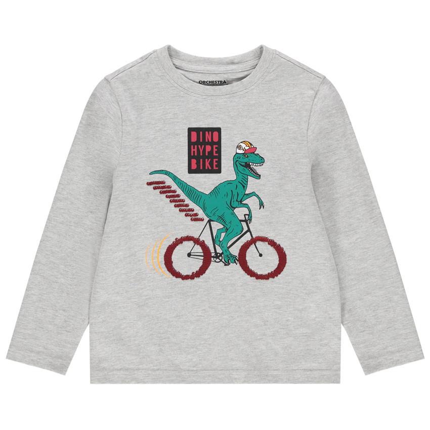 T-shirt manches longues print dinosaure en sequins magiques 