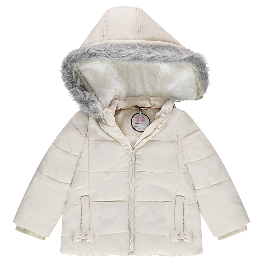 Parka acolchada con capucha extraíble y forro de sherpa 