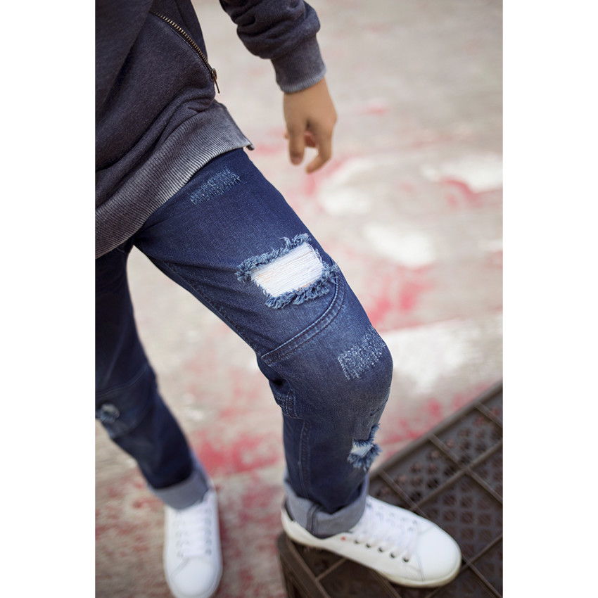 Júnior - Vaqueros de efecto desgastado con bolsillo con cremallera 