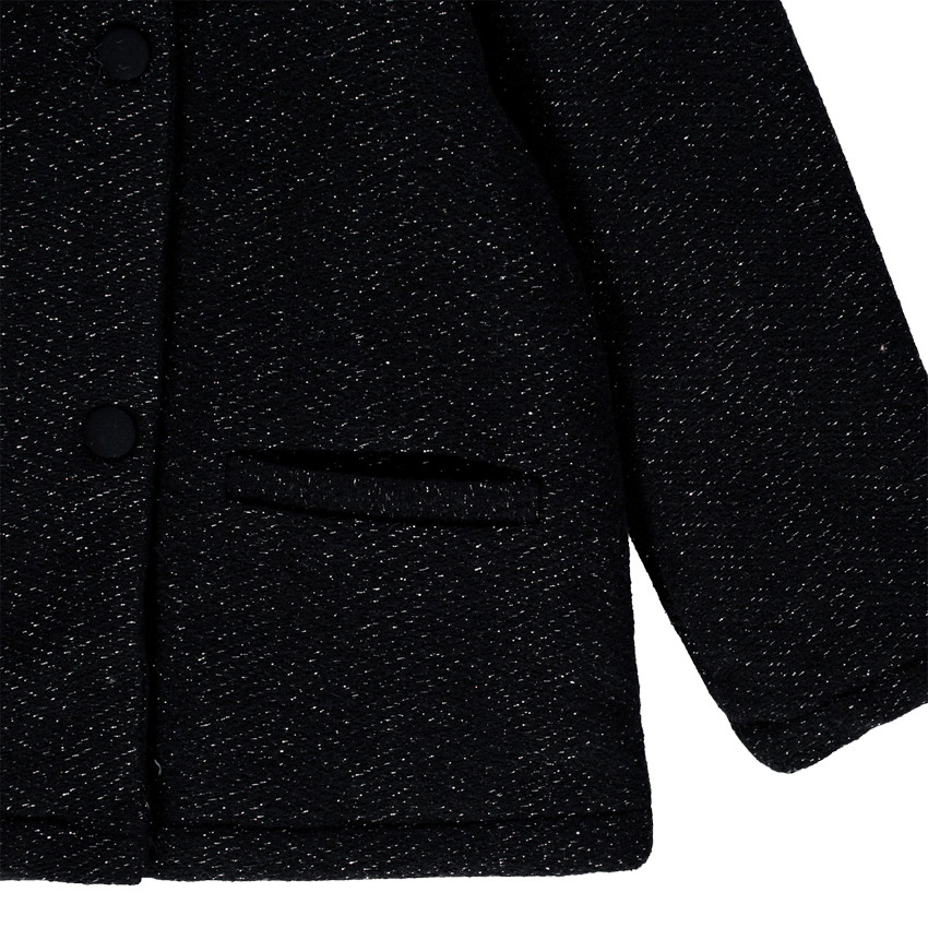 Manteau à capuche en drap de laine doublé sherpa pour enfant fille 
