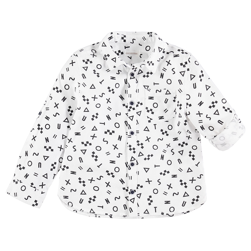 Camisa de manga larga de algodón con dibujos gráficos all over 