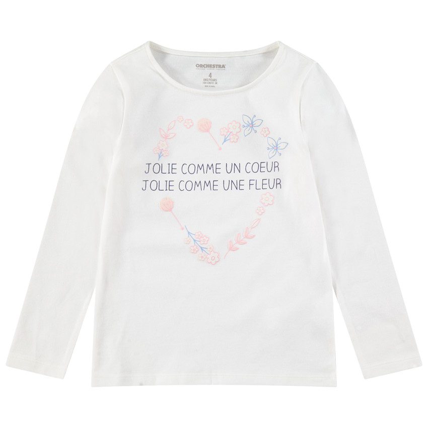 Camiseta de punto de manga larga con mensaje estampado 