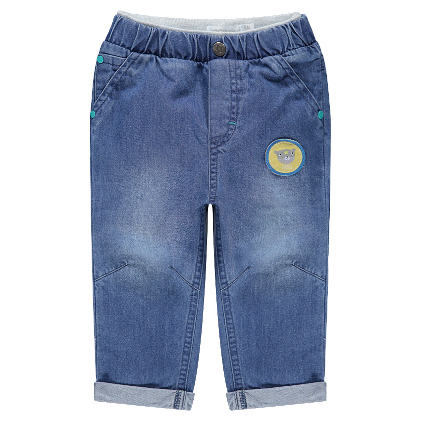 Pantalón de cambray con parche de osito 