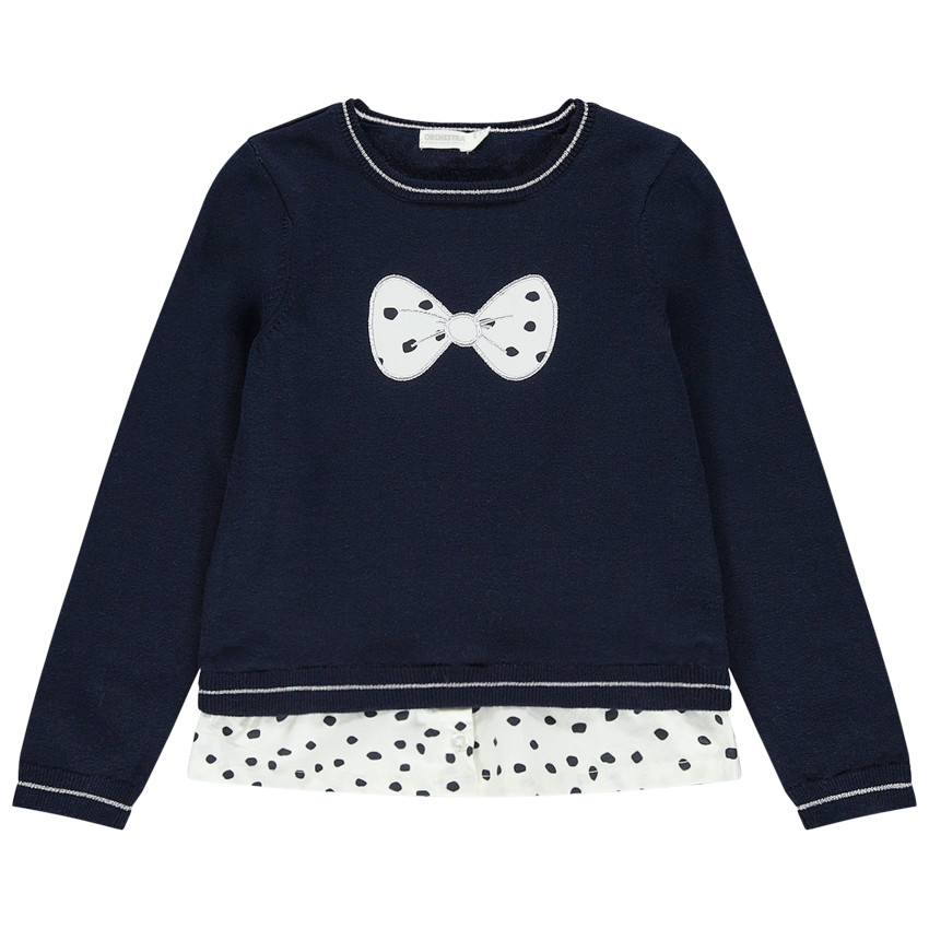 Jersey de punto efecto 2 en 1 con nudos bordados y lunares    Additional Jersey de punto efecto 2 en 1 con nudos bordados y lunares