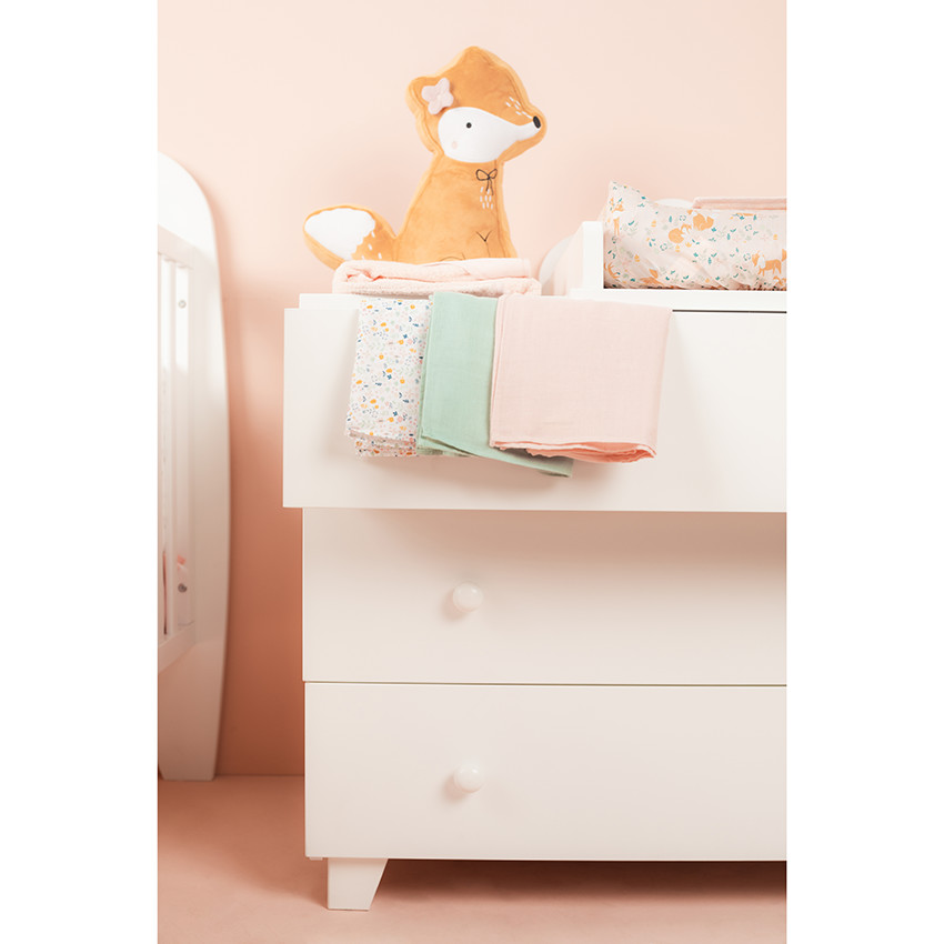 Juego de 3 muselinas de algodón con dibujos de animales del bosque 