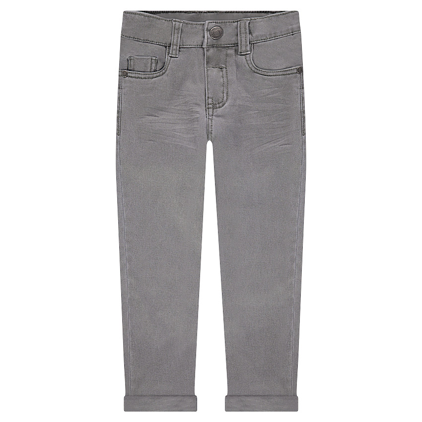 Pantalón con efecto arrugado y bolsillos con inscripción de relieve 