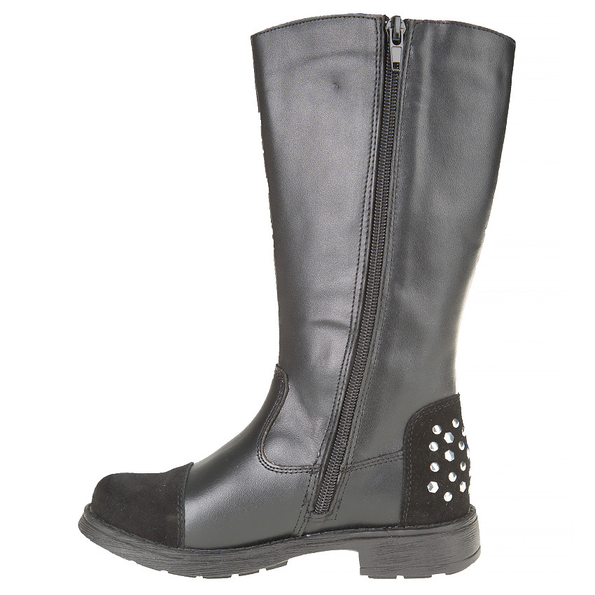 Botas de cuero de color negro estampado fantasía 
