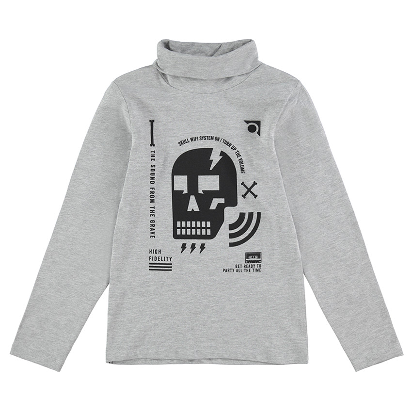 Júnior - Camiseta de cuello vuelto con calavera y dibujos estampados 