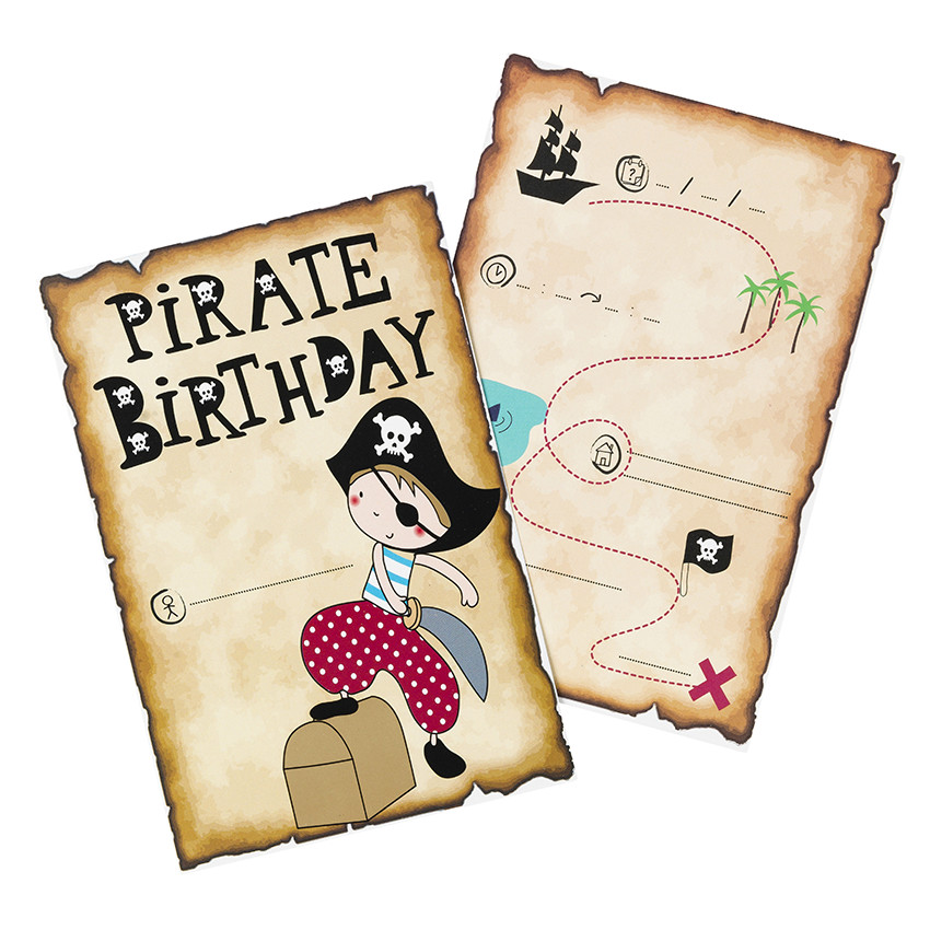 x 10 tarjetas de invitación de cumpleaños Pirata  