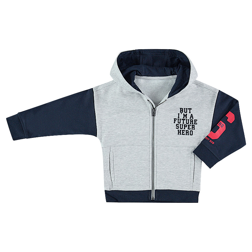 Chaqueta de felpa con capucha y textos estampados 