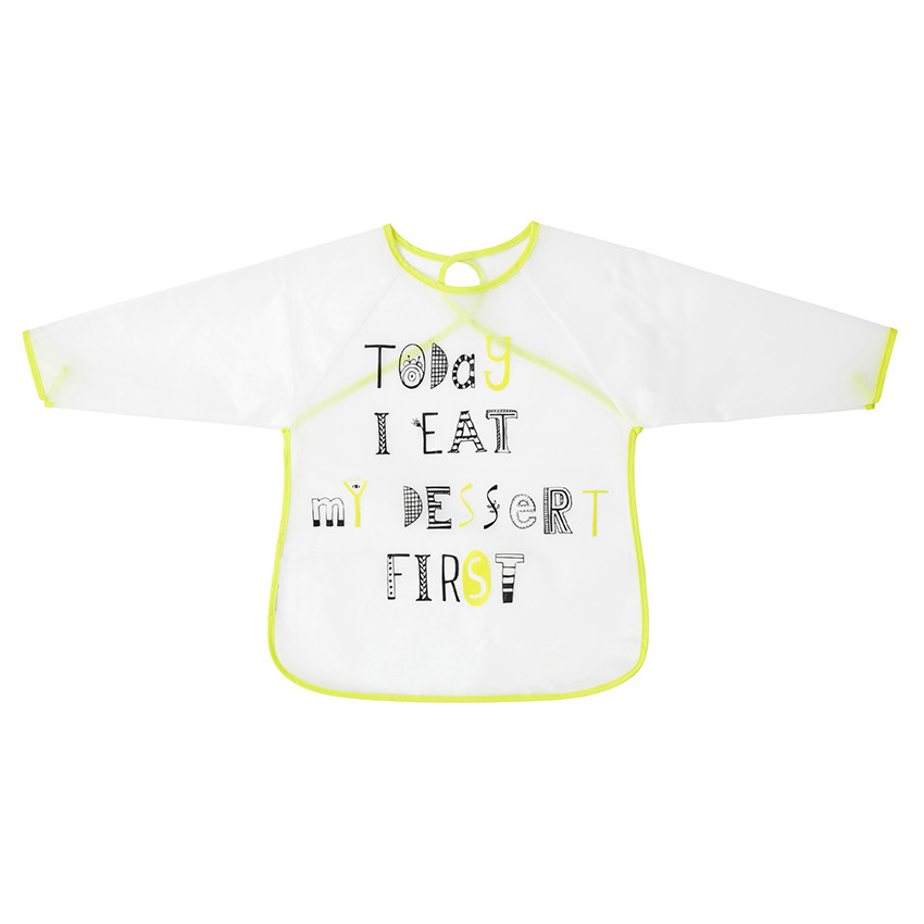 Babero de plástico de manga larga con estampado de fantasía 