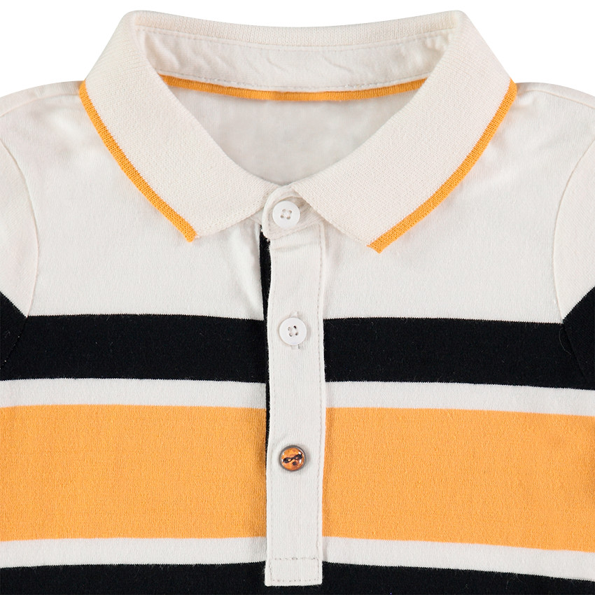 Polo de manga larga con bandas en contraste 