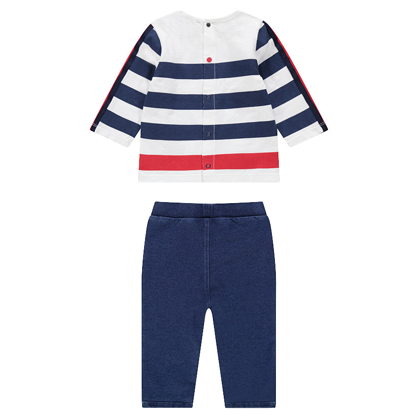 Conjunto con camiseta de manga larga y estampado de mono y pantalón de felpa 