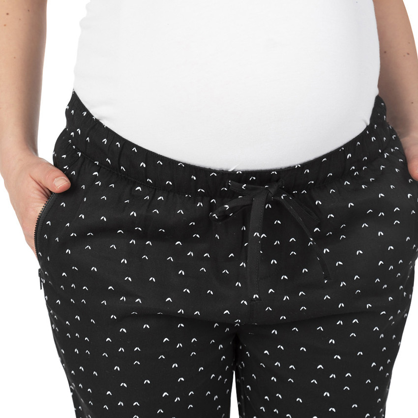 Pantalón de premamá con microestampados y bolsillos con cremallera 