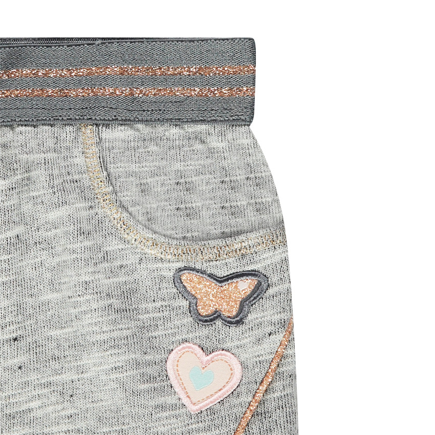 Falda de muletón con cintura elástica y parche de mariposa 