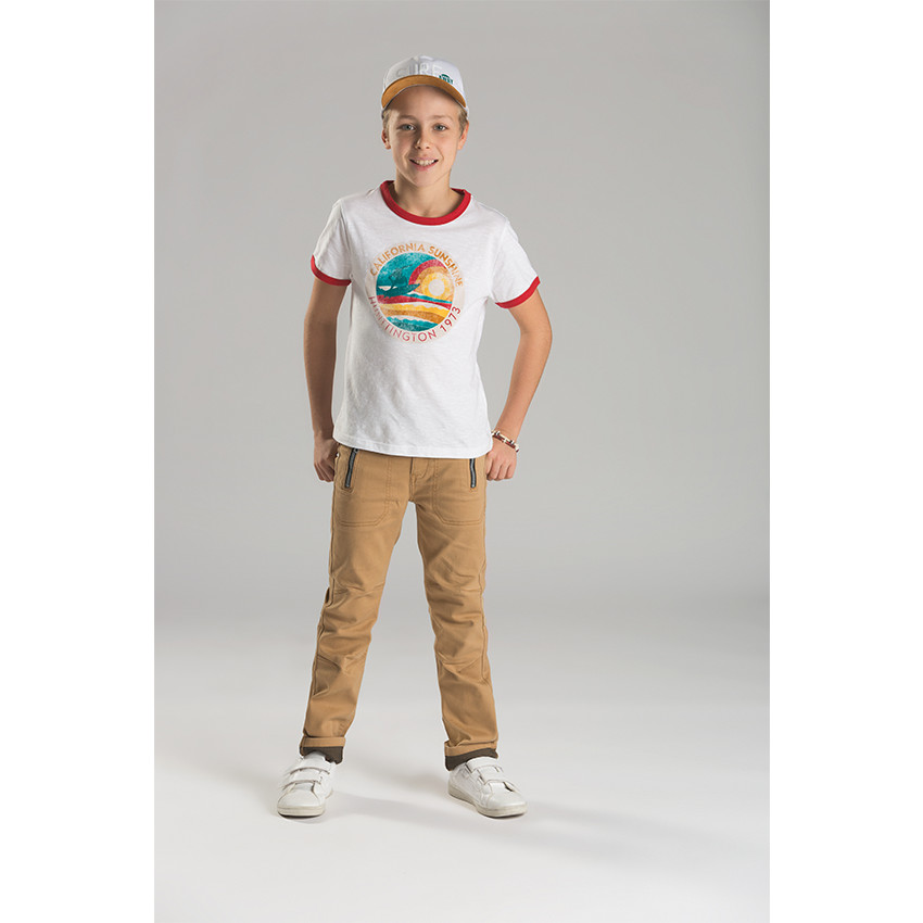 Gorra de sarga con visera efecto ante camel 