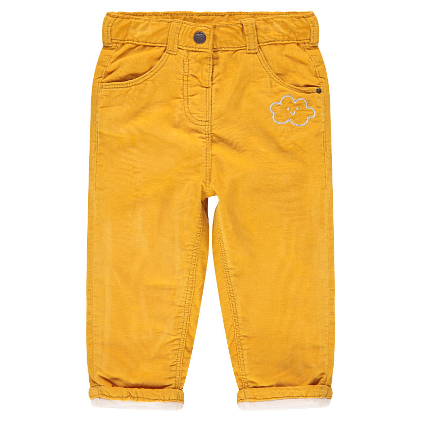 Pantalón de terciopelo acanalado con nube bordada 