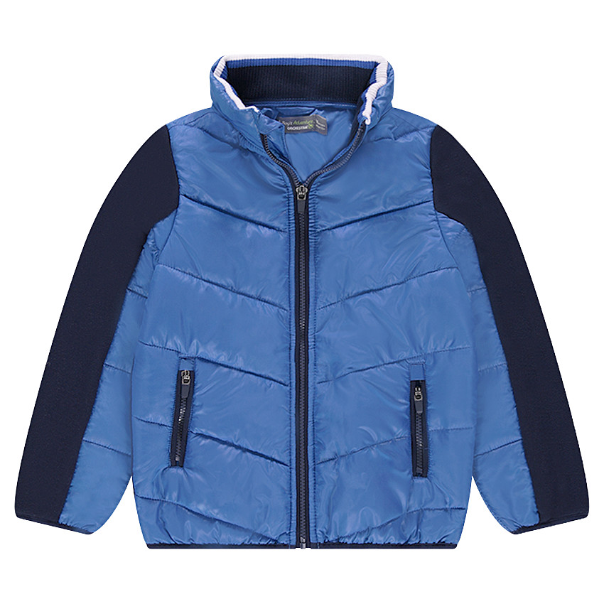 Júnior - Chaqueta de dos materiales con bolsillos con cremallera y capucha integrada 