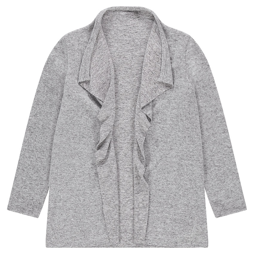 Chaqueta de punto gris jaspeado con solapas de fantasía 
