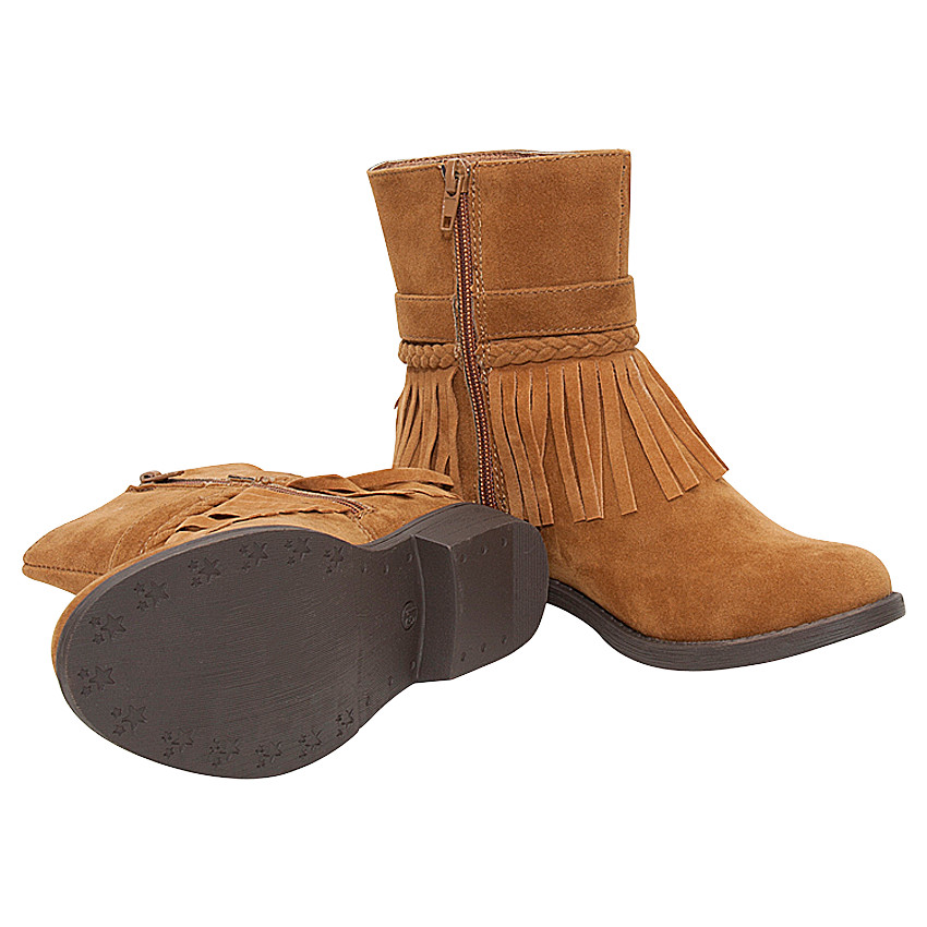 Botines con flecos y trenzas efecto de ante 