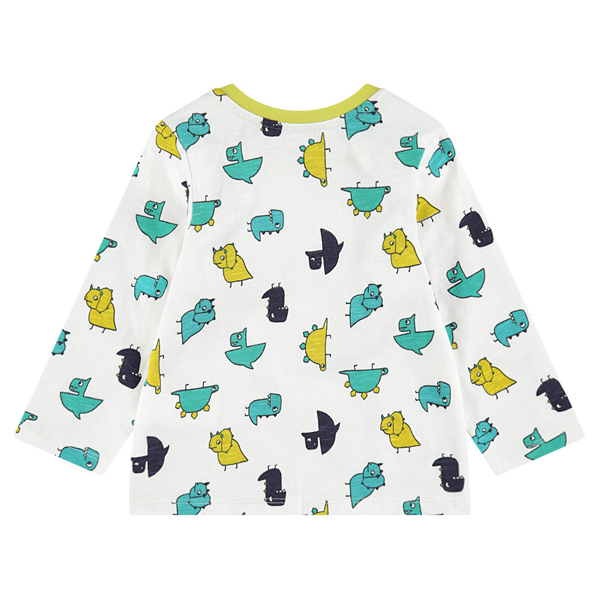 Camiseta de manga larga de punto slub con dinosaurios estampados all over 