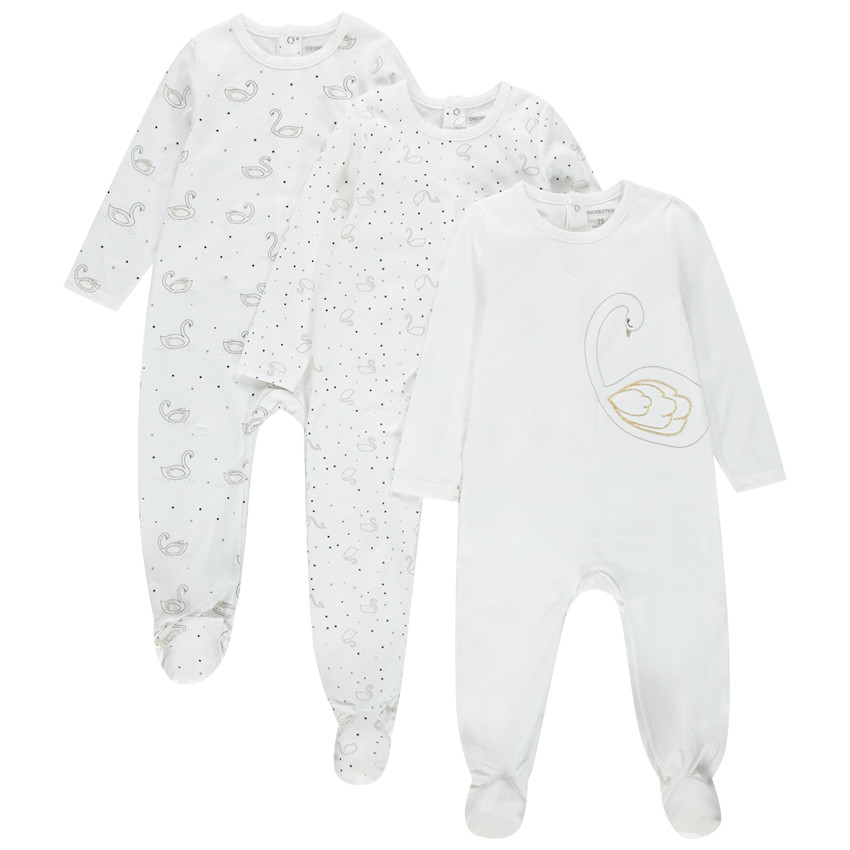 lote de 3 Pelele estampados cisnes all-over 