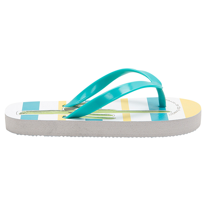 Chanclas con cactus y tira lisa 