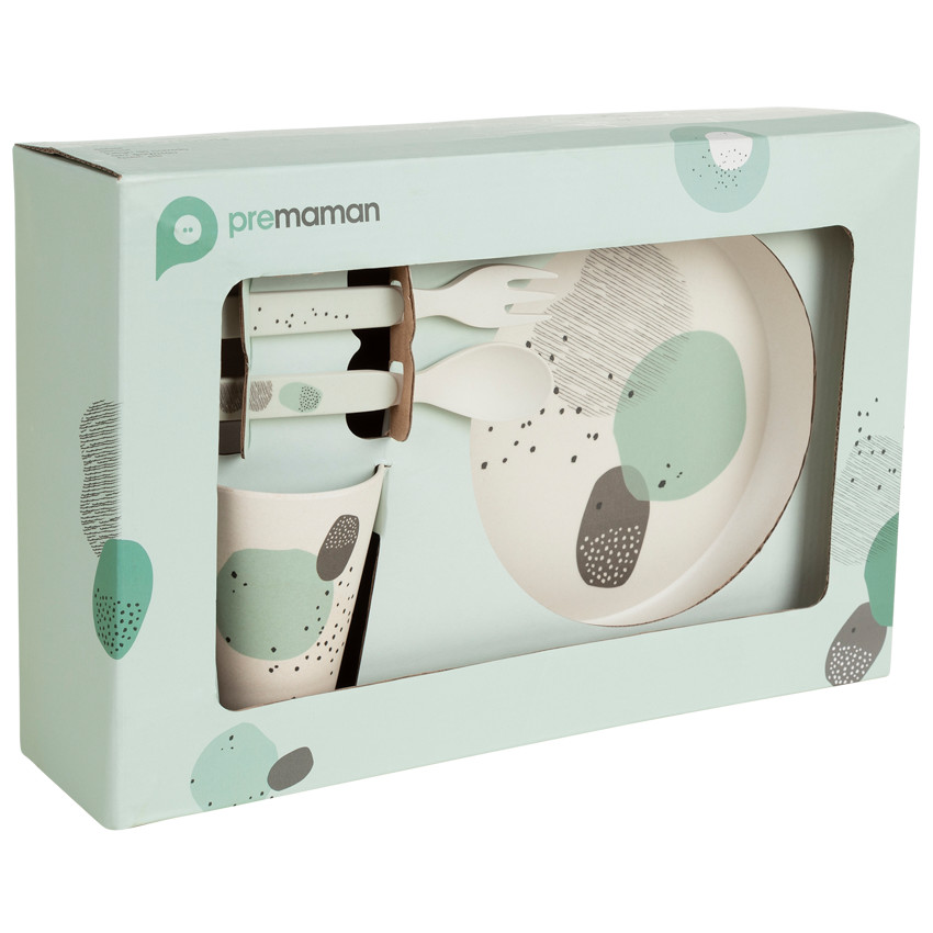 Conjunto para comer Sweetgraphic de bamboo 5 piezas - Verde 