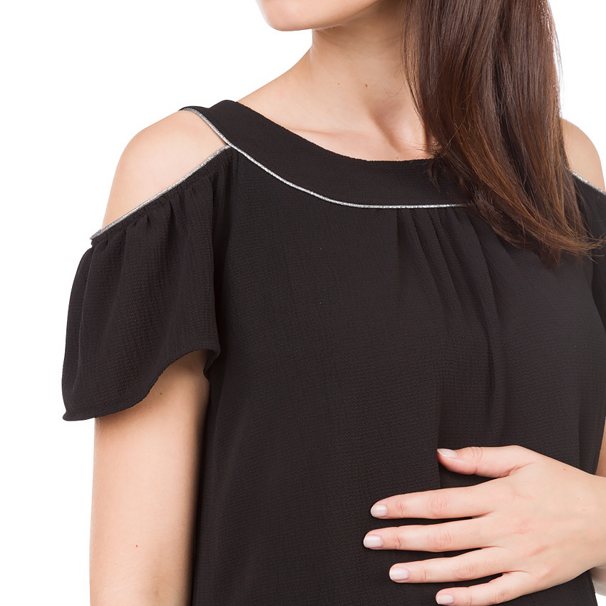 Vestido para embarazadas de crepé con hombros al aire 