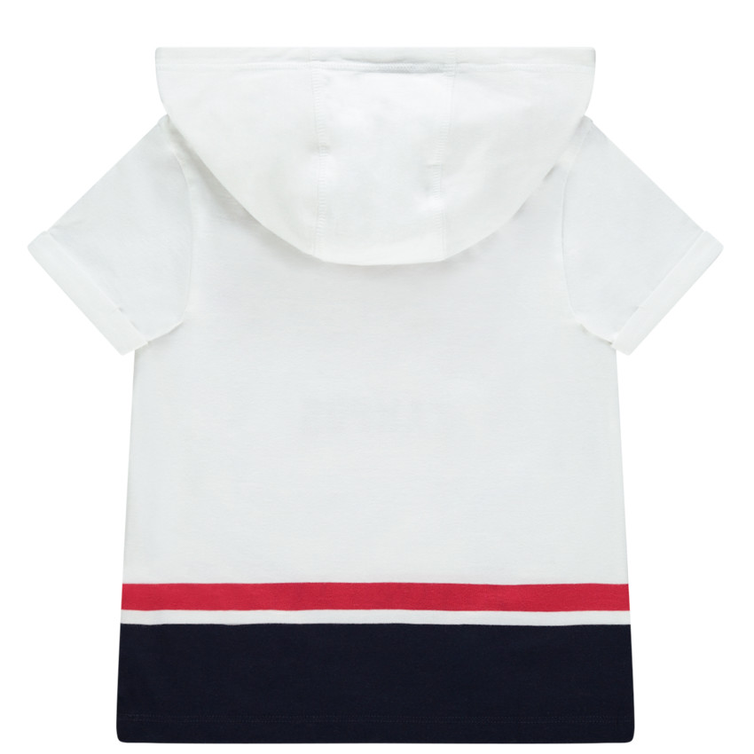 T-shirt manches courtes à capuche et texte printé 