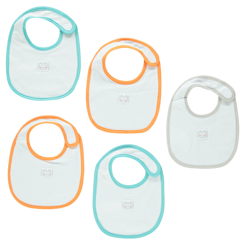 Lote de 5 baberos de tejido de punto lisos con detalle de gato 