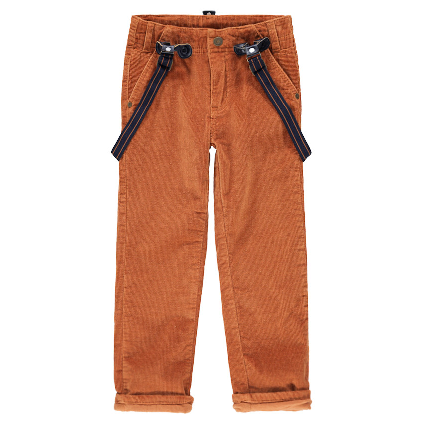 Pantalón de pana fina con tirantes elásticos desmontables 