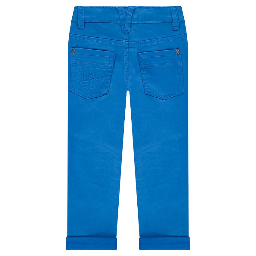 Pantalón con efecto arrugado y bolsillos con inscripción de relieve 