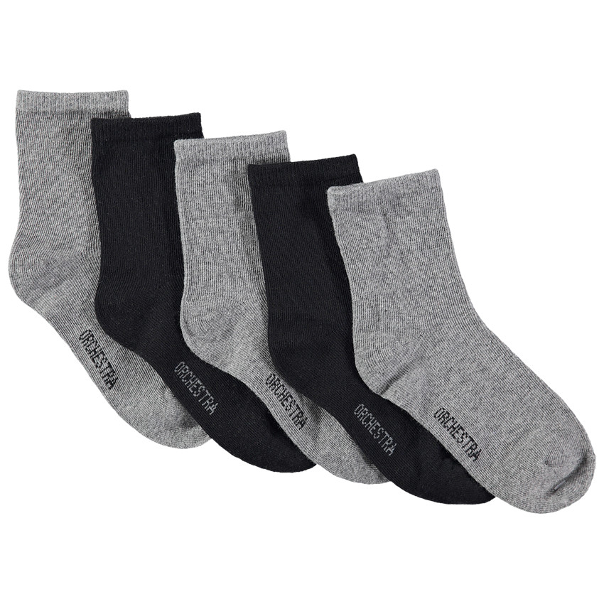 Juego de 5 pares de calcetines lisos grises/negros 