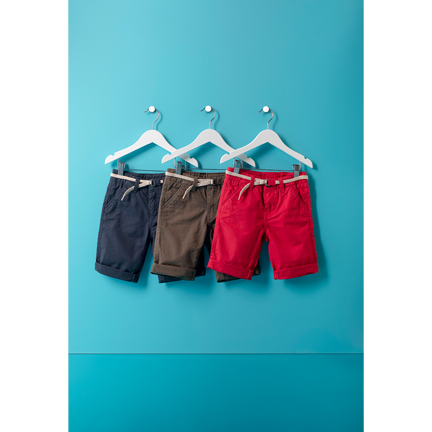 Bermudas de algodón con cinturón trenzado desmontable 