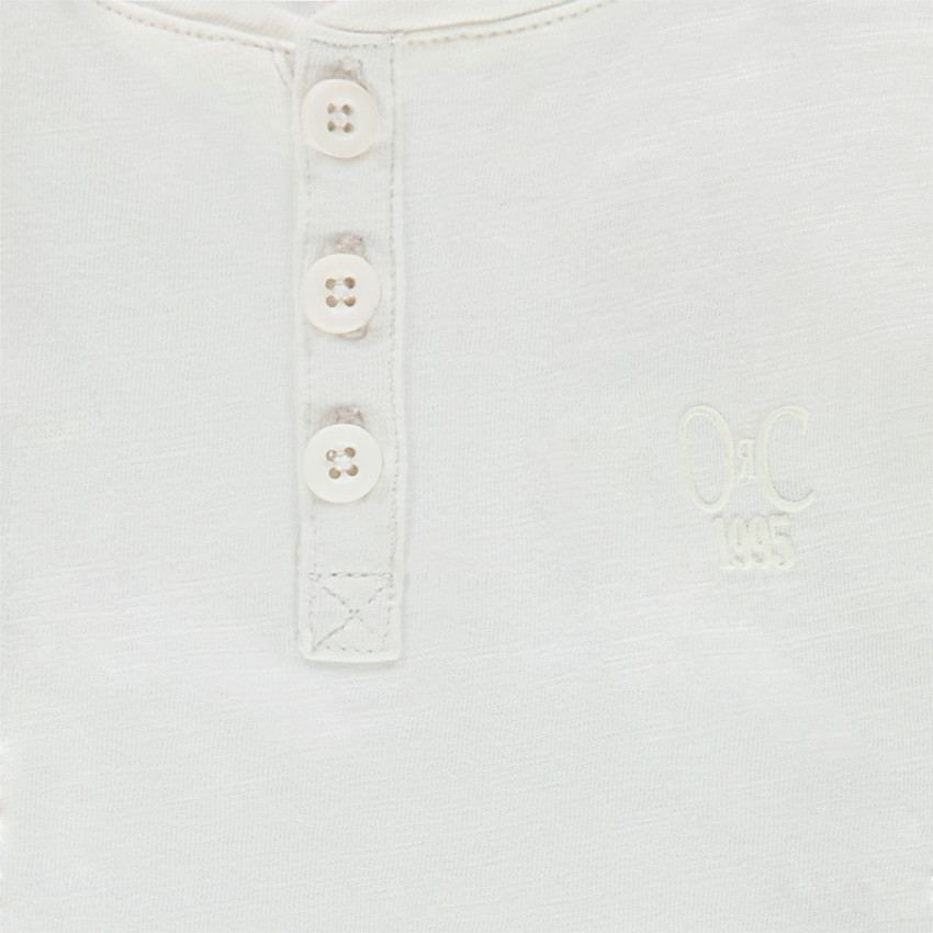 Camiseta de manga larga de punto liso con abertura en el cuello 