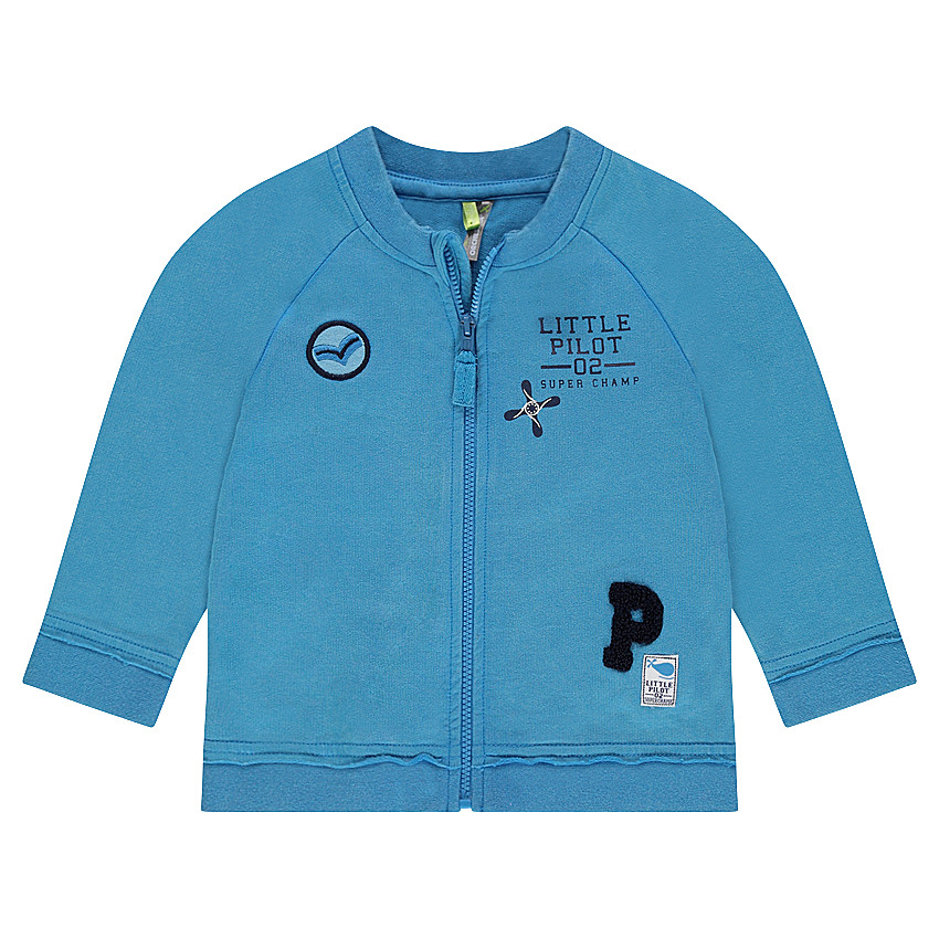 Chaqueta de felpa con cremallera y parches cosidos y bordados 