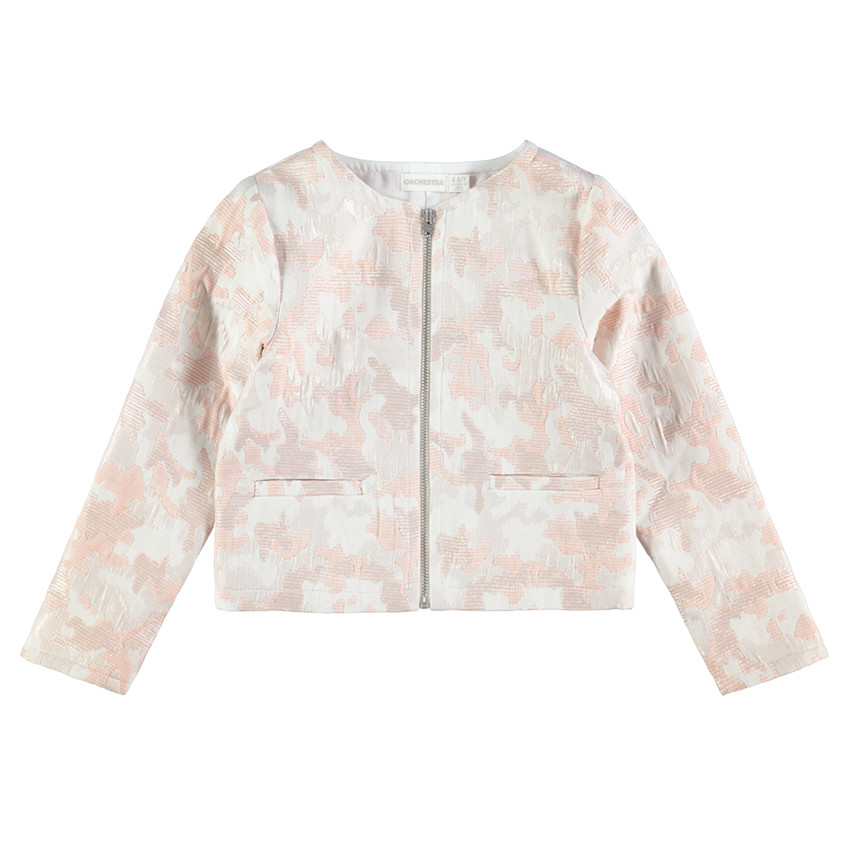 Chaqueta de estilo americana con estampado militar brillante de jacquard 