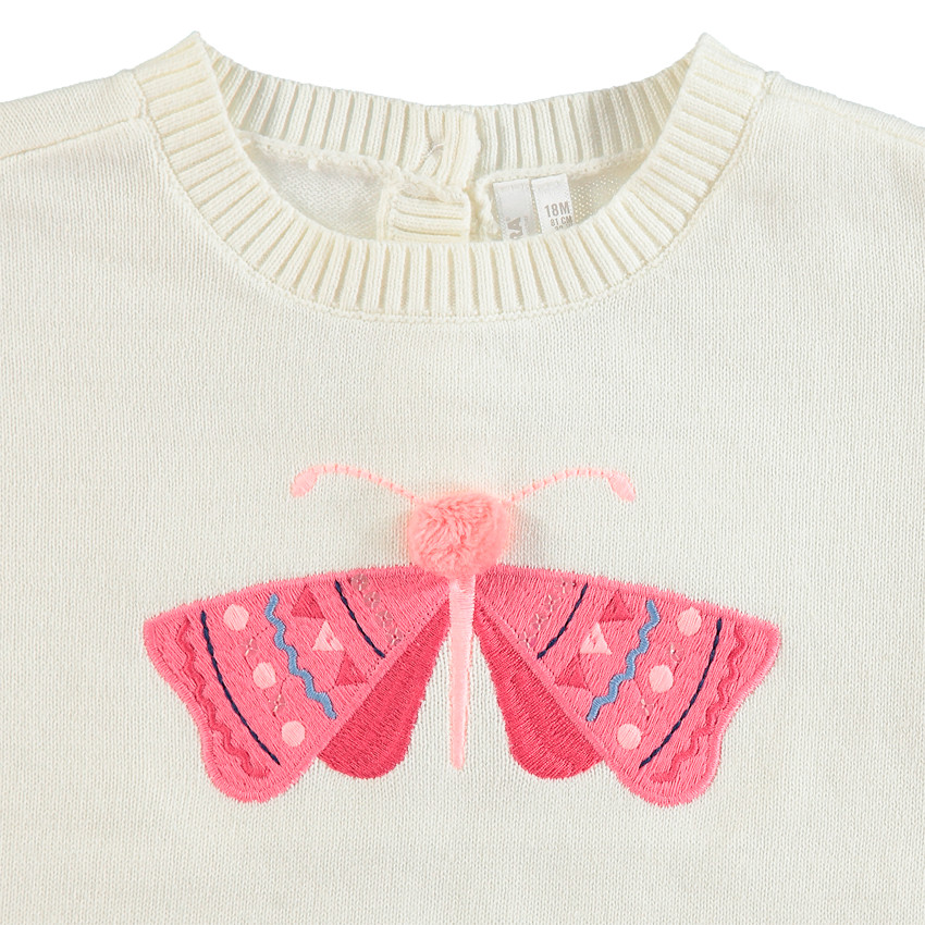 Jersey de punto fino con mangas con volantes y mariposa bordada  Additional Jersey de punto fino con mangas con volantes y mariposa bordada