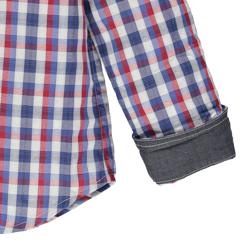 Camisa de manga larga de cuadros con 2 bolsillos 