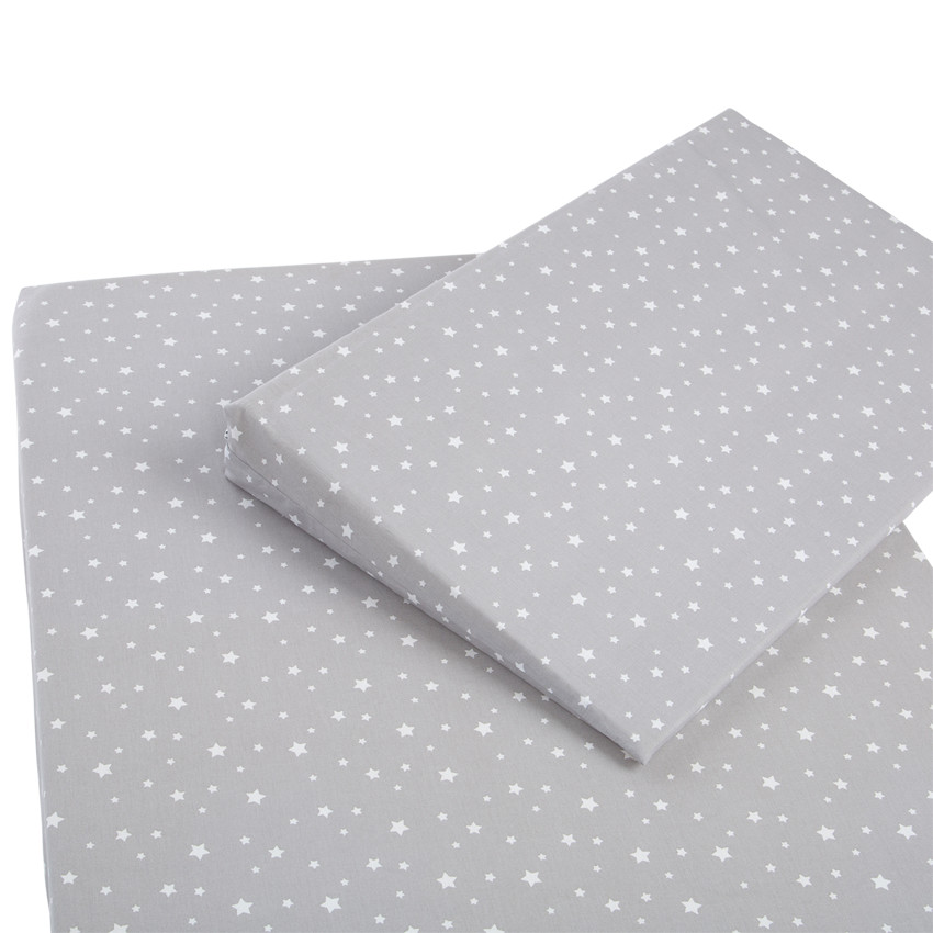 Colchón Star 60x120cm + Cuña - Gris estampada estrellas 